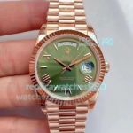 Noob Factory V3 Rolex Day Date Rose Gold Olive Green Dial Watch 41MM